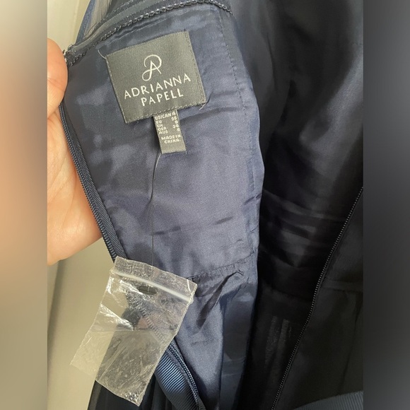 Adrianna Papell Blue Chiffon Beaded Halter Dress. New Without Tags. - Picture 9 of 11